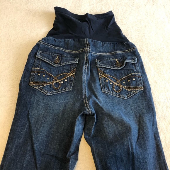 Indigo blue maternity jeans w/ embellished pockets - Picture 8 of 8